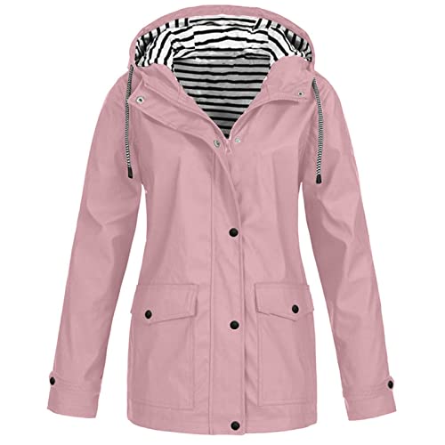 Regenbekleidung Damen Wasserdicht Atmungsaktiv Leichte Regenjacke Damen Große Größen Regenmantel Zum Wandern Fahrrad Camping Regenjacke Verstaubar Regenmantel Damen mit Reißverschluss Regenponcho von Generic