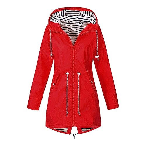 Regenbekleidung Damen Wasserdicht Atmungsaktiv Leichte Regenjacke Damen Große Größen Regenmantel Zum Wandern Fahrrad Camping Regenjacke Verstaubar Regenmantel Damen mit Reißverschluss Regenponcho von Generic