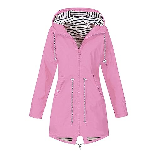 Regenbekleidung Damen Wasserdicht Atmungsaktiv Leichte Regenjacke Damen Große Größen Regenmantel Zum Wandern Fahrrad Camping Regenjacke Verstaubar Regenmantel Damen mit Reißverschluss Regenponcho von Generic