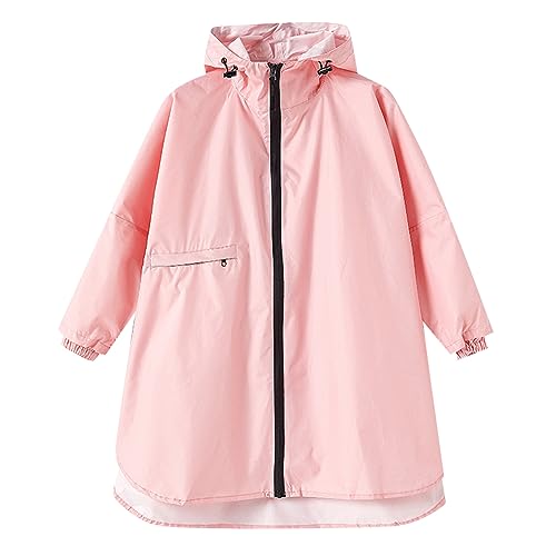 Regencape Fahrrad Regenmantel Kleinkind Tragen Regen Für Jungen Kinder Mädchen Kinder Ponchos Jacke Jungen Mantel & jacke Mit Kapuze Regenbekleidung Matschhose Mädchen Regenanzug (Pink, 4-6 Years) von Generic