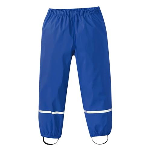 Regenhose Kinder Einfarbig ohne Latz Outdoor-Regen-Hosen 100% Wasserdicht Winddicht Matschhose für Mädchen Jungen Leicht Atmungsaktiv Buddelhose elastische Taille Gurt-Hose mit Bündchen 2-12 Jahre von Generic