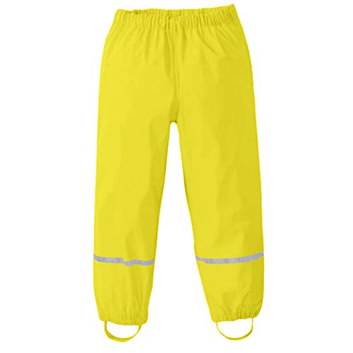 Regenhose Kinder Outdoor Regenhose wasserdichte und Winddichte Schlammhose Für Mädchen Jungen Teenager elastische Gürtelhose 2-14 Jahre (X-00-Yellow, 11-13 Years) von Generic
