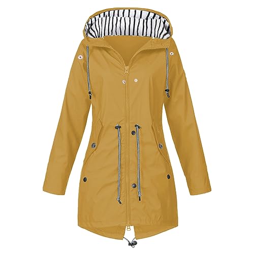 Regenjacke Damen, Damen Wasserdicht Atmungsaktiv Regenjacke Große Größen Regenmantel Leicht Jacke Windbreaker Mit Kapuze Softshelljacke Fahrradjacke Funktionsjacke Outdoorjacke Übergangsjacke von Generic