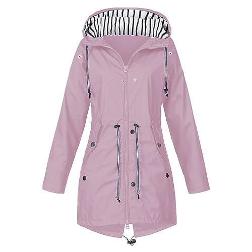 Regenjacke Damen, Damen Wasserdicht Atmungsaktiv Regenjacke Große Größen Regenmantel Leicht Jacke Windbreaker Mit Kapuze Softshelljacke Fahrradjacke Funktionsjacke Outdoorjacke Übergangsjacke von Generic