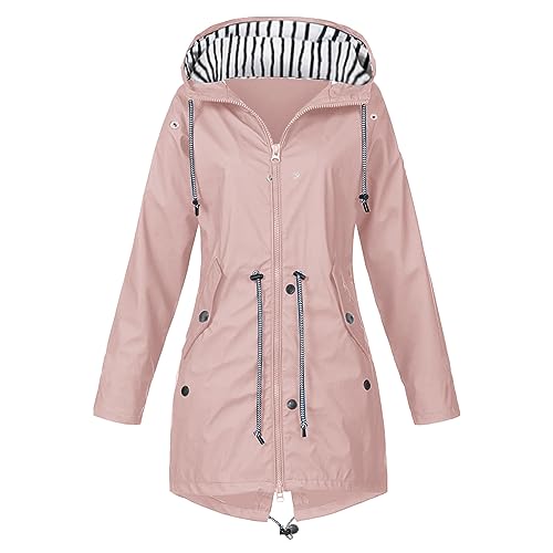 Regenjacke Damen, Damen Wasserdicht Atmungsaktiv Regenjacke Große Größen Regenmantel Leicht Jacke Windbreaker Mit Kapuze Softshelljacke Fahrradjacke Funktionsjacke Outdoorjacke Übergangsjacke von Generic