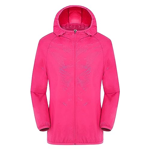 Regenjacke Damen/Herren Wasserdicht Atmungsaktiv Packbare Dünne Regenjacke Große Größen Ultraleichte Windjacke Fahrrad Regenmantel mit Kapuze Einfarbig Softshelljacke Sommerjacke Regenponcho (S-4XL) von Generic