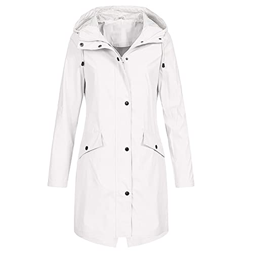 Regenjacke Damen Einfarbig Wasserdichte Softshelljacke Gefüttert mit Gestreift Stanzjacke Atmungsaktive Übergangsjacke Frühling Herbst Leichte Kapuzenjacke Reißverschluss Outdoorjacke S-5XL von Generic