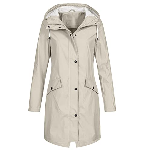 Regenjacke Damen Einfarbig Wasserdichte Softshelljacke Gefüttert mit Gestreift Stanzjacke Atmungsaktive Übergangsjacke Frühling Herbst Leichte Kapuzenjacke Reißverschluss Outdoorjacke S-5XL von Generic