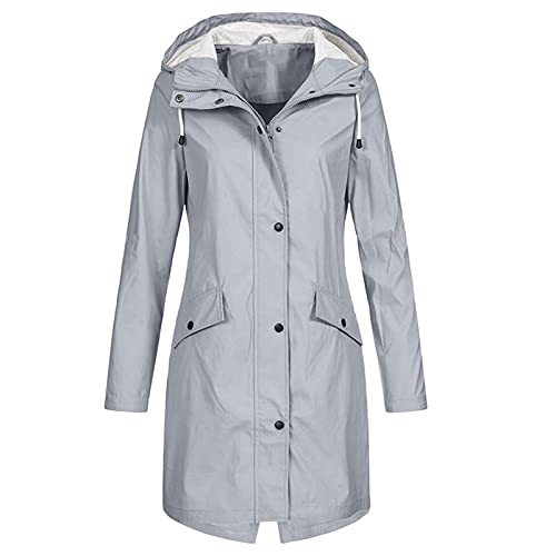 Generic Regenjacke Damen Einfarbig Wasserdichte Softshelljacke Gefüttert mit Gestreift Stanzjacke Atmungsaktive Übergangsjacke Frühling Herbst Leichte Kapuzenjacke Reißverschluss Outdoorjacke S-5XL von Generic