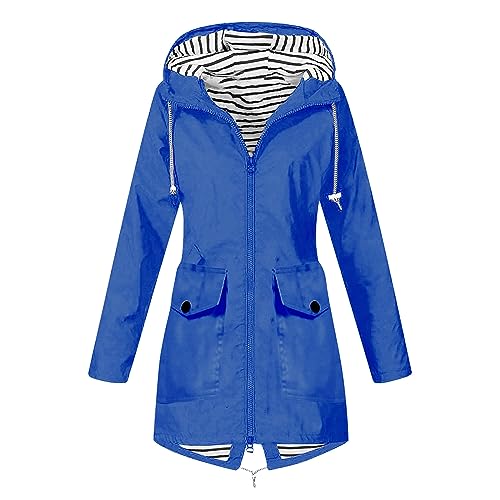 Generic Regenjacke Damen Einfarbig Wasserdichte Softshelljacke Gefüttert mit Gestreift Stanzjacke Atmungsaktive Übergangsjacke Leichte Kapuzenjacke Reißverschluss Outdoorjacke Blitzangebote Des Tages von Generic