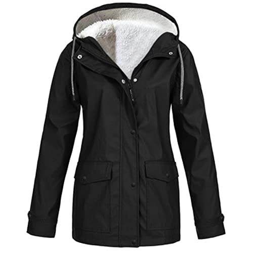 Regenjacke Damen Gelb Fleecejacke Dünn Leicht Winterjacken für Übergangsjacke Wasserdicht Softshelljacke Atmungsaktiv Fahrradjacke Outdoorjacke Laufjacke Schwarz XL von Generic