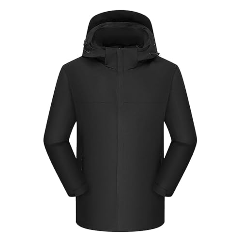 Regenjacke Damen Große Größe Regenjacke Wasserdicht Outdoorjacke Atmungsaktiv Übergangsjacke Leichte Jacke mit Kapuze Wanderjacke Windbreaker Jacke Lange Funktionsjacke (Black, XXXXXL) von Generic