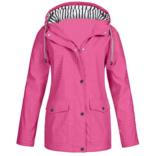 Regenjacke Damen Wasserdicht Atmungsaktiv Leichte Regenmantel Hooded Regen Jacke Lang Übergangsjacke Camping Trekking Windbreaker Outdoorjacke Herbst Outwear mit Kapuze von Generic