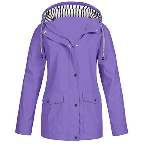 Regenjacke Damen Wasserdicht Atmungsaktiv Leichte Regenmantel Hooded Regen Jacke Lang Übergangsjacke Camping Trekking Windbreaker Outdoorjacke Herbst Outwear mit Kapuze von Generic