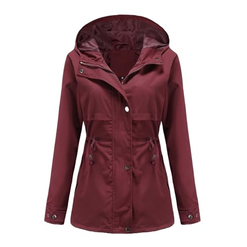 Regenjacke Damen Wasserdicht Atmungsaktiv Regenjacke Große Größen Regenmantel Leicht Jacke Windbreaker mit Kapuze Softshelljacke Fahrradjacke Funktionsjacke Outdoorjacke Übergangsjacke von Generic