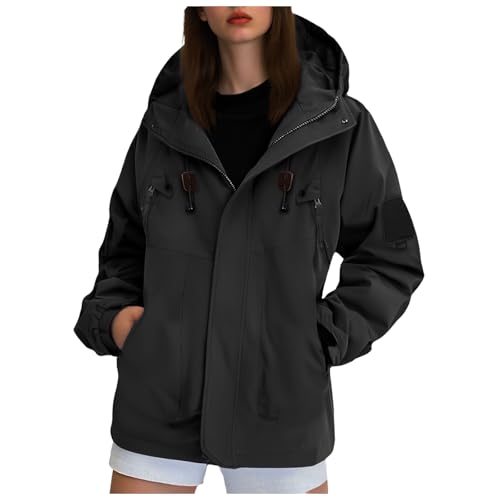 Regenjacke Damen Wasserdicht Atmungsaktiv Softshelljacke Leicht Windjacke Dünn Windbreaker Jacke Damen übergangsjacke Fahrrad Wanderjacke Outdoor Funktionsjacke mit Kapuze (XL) von Generic