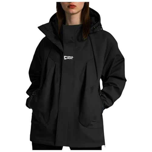 Regenjacke Damen Wasserdicht Atmungsaktiv Softshelljacke Leicht Windjacke Dünn Windbreaker Jacke Damen übergangsjacke Fahrrad Wanderjacke Outdoor Funktionsjacke mit Kapuze (XXXXL) von Generic