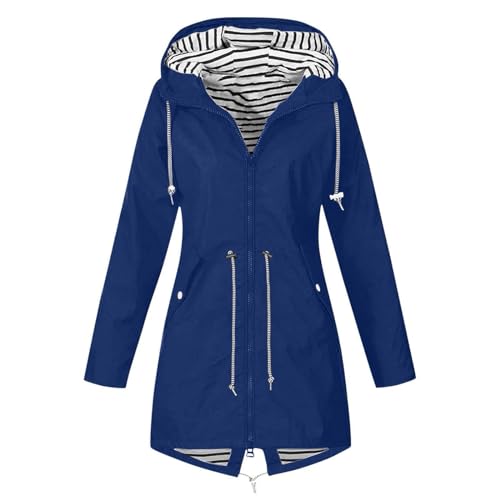 Regenjacke Damen Wasserdicht Atmungsaktiv Softshelljacke Leichte Trenchcoat Wandern Regenjacken Einfarbig Mode Übergangsjacke Vintage Klassisch Windjacke Angenehm Lange Outdoorjacke von Generic