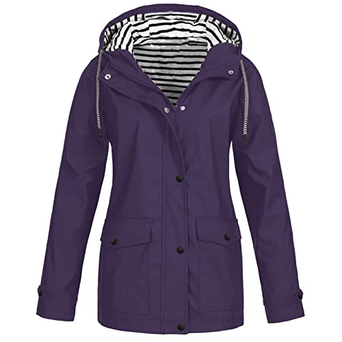 Regenjacke Damen Wasserdicht Atmungsaktiv Softshelljacke Regenmantel Damen Leichte Sommerjacke Große Größen Übergangsjacke mit Kapuze Gefüttert Funktionsjacke Lange Einfarbig Trenchcoat,Violett,5XL Regenjacke Damen Wasserdicht Atmungsaktiv Softshelljacke Regenmantel Damen Leichte Sommerjacke Große Größen Übergangsjacke mit Kapuze Gefüttert Funktionsjacke Lange Einfarbig Trenchcoat,Violett,5XL von Generic