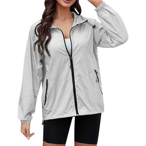 Regenjacke Damen Wasserdicht Jacke Regenmantel Leichte Windjacke Faltbar Dünne Windbreaker Wanderjacke Outdoorjacke Packbar Übergangsjacke mit Kapuze Softshelljacke Regenponcho von Generic