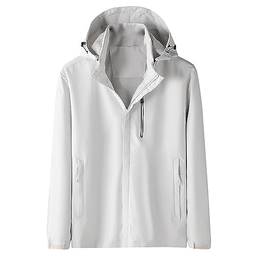 Regenjacke Herren Leicht Outdoorjacke Herren Grün Wanderjacke Herren Wasserdicht Freizeitjacken mit Reißverschluss Softshelljacke für Herren mit Kapuze L XL 2XL 3XL 4XL 5XL 6XL 7XL von Generic