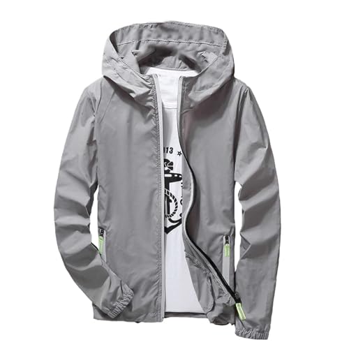 Regenjacke Herren Wasserdicht Atmungsaktiv Dünne Leichte Jacke Windbreaker Kapuze Regenjacke Reflektierender Sommer Schnell trocknend Dünn Ultraleicht Camping Jacke Mantel Windbreaker Wanderjacken von Generic