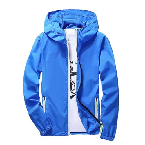 Regenjacke Herren Wasserdicht Atmungsaktiv Dünne Leichte Jacke Windbreaker Kapuze Regenjacke Reflektierender Sommer Schnell trocknend Dünn Ultraleicht Camping Jacke Mantel Windbreaker Wanderjacken von Generic