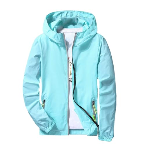 Regenjacke Herren Wasserdicht Atmungsaktiv Dünne Leichte Jacke Windbreaker Kapuze Regenjacke Reflektierender Sommer Schnell trocknend Dünn Ultraleicht Camping Jacke Mantel Windbreaker Wanderjacken von Generic