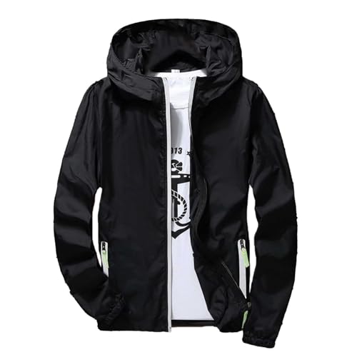 Regenjacke Herren Wasserdicht Atmungsaktiv Dünne Leichte Jacke Windbreaker Kapuze Regenjacke Reflektierender Sommer Schnell trocknend Dünn Ultraleicht Camping Jacke Mantel Windbreaker Wanderjacken von Generic