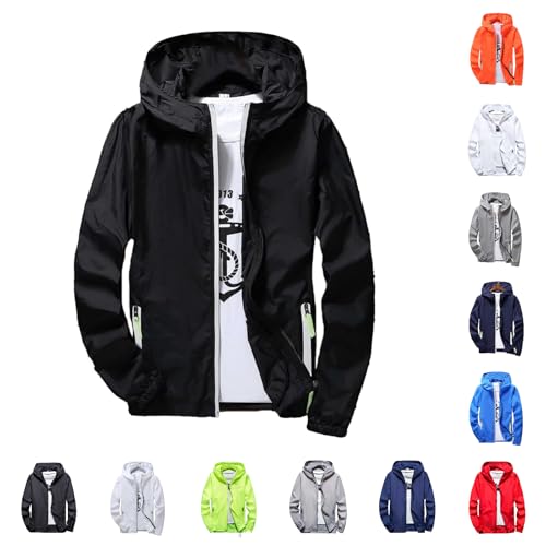 Regenjacke Herren Wasserdicht Atmungsaktiv Dünne Leichte Jacke Windbreaker Kapuze Regenjacke von Generic