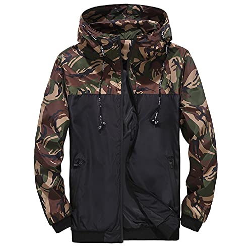 Regenjacke Herren Wasserdicht Outdoorjacke Herren Winddicht Atmungsaktiv Regenjacke Leicht mit Kapuze Dünn Windbreaker Jacke Herren Sport Jacken Sonnenschutz Wandernjacke Regenanzug (Armeegrün, XL) von Generic