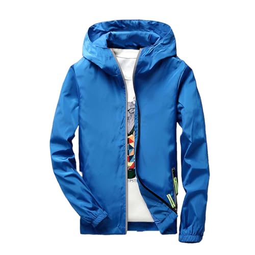 Regenjacke Herren Wasserdicht Sonnenschutz Packbare Ultraleichte Windjacke Fahrrad Regenmantel mit Kapuze Einfarbig Outdoorjacke Atmungsaktiv Dünne Ölzeug Sommerjacke regenponcho für Herren von Generic