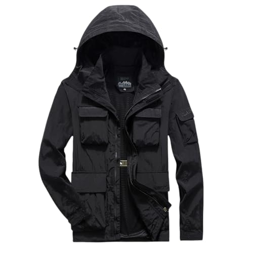 Regenjacke Herren Wasserdicht Ultraleichte Dünne Regenmantel Atmungsaktiv Fahrrad Regenjacke Sport mit Kapuze Windbreaker Winddicht Outdoorjacke für männer Trenchcoat Lange Ärmel Regencape von Generic