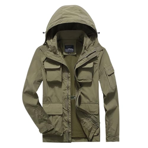 Regenjacke Herren Wasserdicht Ultraleichte Dünne Regenmantel Atmungsaktiv Fahrrad Regenjacke Sport mit Kapuze Windbreaker Winddicht Outdoorjacke für männer Trenchcoat Lange Ärmel Regencape von Generic