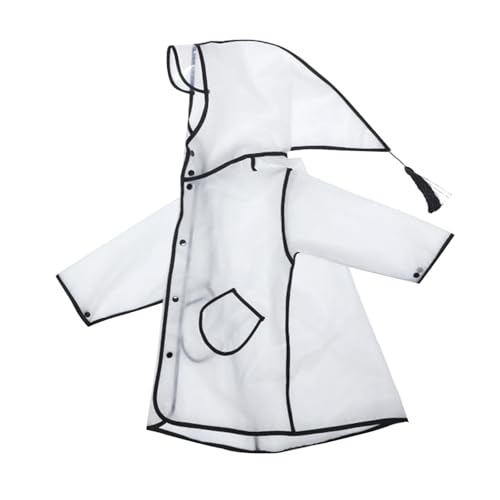 Regenponcho Durchsichtig Kindergarten Mädchen Junge Wasserdicht Regenjacke Transparent Leichter Regencape mit Kapuze Knopfleiste Regen Poncho Regenmantel (Black, 18-24 Months) von Generic