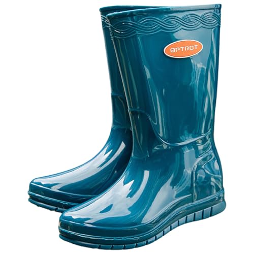 Regenschuhe Damen Wasserdicht Bequem Gummistiefel Boots wasserdichte Regenschuhe Weiche Sohlen Hiking Flach Safety Regenstiefel Bequeme Robust Elastische Reitschuhe von Generic
