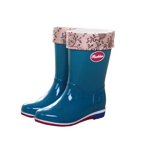 Regenschuhe Damen Wasserdicht Regenstiefel Festival Festival Regenstiefel Chelsea Schwarz Damen Regenschuhe Gartenschuhe Leicht Stiefeletten rutschfest Breit Kurz von Generic