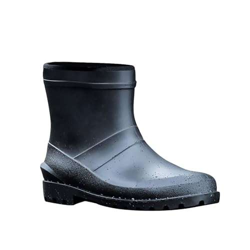 Regenschuhe Herren Damen Halbhoch Regenstiefel Gummistiefel Festival Regenstiefel wasserdichte Weitschaft Leichte rutschfest Schwarz Barfuß Stiefeletten rutschfest Halbhoch Kurz von Generic