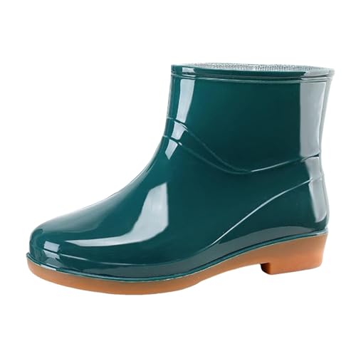Regenstiefel Damen Halbhoch Gummistiefel Festival Weitschaft Chelsea Weitschaft Damen rutschfest Gartenschuhe Barfuß Bunt Regenschuhe Breit Kurz von Generic
