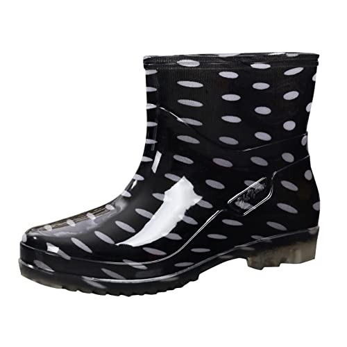 Regenstiefel Damen Wasserdicht Regenfeste Gummistiefel Outdoor Regen Schuhe Bequem Langlebig (Black, 38) von Generic