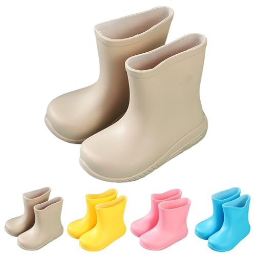 Regenstiefel Mädchen JungenWasserdichte rutschfeste Regenschuhe Leichte Gummistiefel PVC Kinderstiefel Regenstiefel für Outdoor Abenteuer Wandern Camping Schule (Khaki, 31 Little Child) von Generic