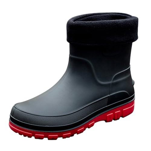 Regenstiefeletten Herren Wasserdicht Gefüttert - Gummistiefel Profilsohle Rain Boots Rutschfest Schneestiefel Thermo Winterboots Halbhohe Arbeitsstiefel Leicht Atmungsaktiv Anglerstiefel von Generic