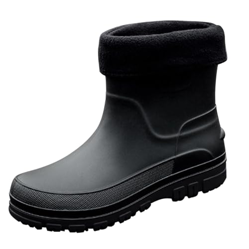 Regenstiefeletten Herren Wasserdicht Gefüttert - Gummistiefel Profilsohle Rain Boots Rutschfest Schneestiefel Thermo Winterboots Halbhohe Arbeitsstiefel Leicht Atmungsaktiv Anglerstiefel von Generic
