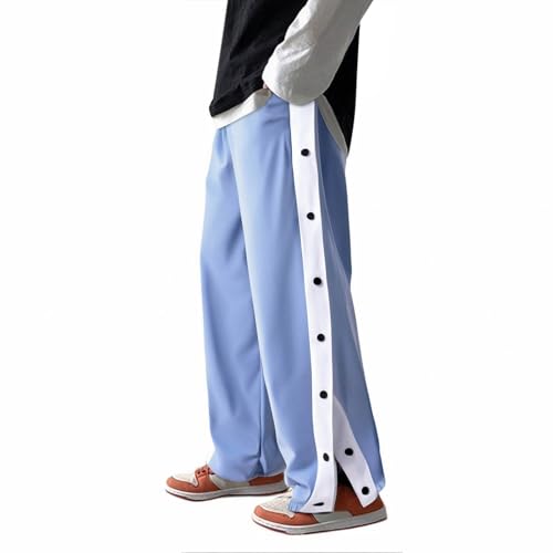 Reha Hose Damen Seitlich zu Öffnen, Jogginghose Lang Knopfleiste Trainingshose Sporthose Button Fitness Sweathose mit Seitlicher Freizeithose Persönlichkeit Seitenschnalle Split Basketball Hosen von Generic