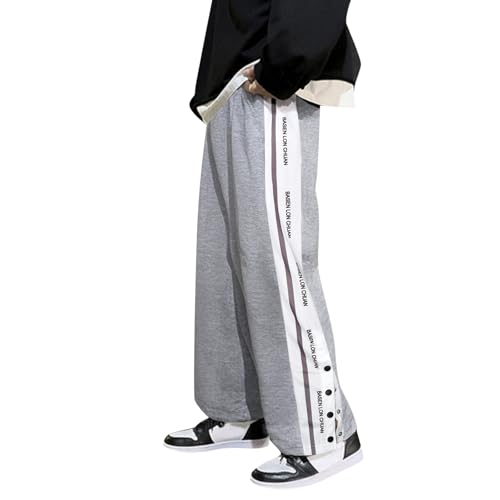 Reha Hose Damen Seitlich zu Öffnen, Jogginghose Lang Knopfleiste Trainingshose Sporthose Button Fitness Sweathose mit Seitlicher Freizeithose Persönlichkeit Seitenschnalle Split Basketball Hosen von Generic