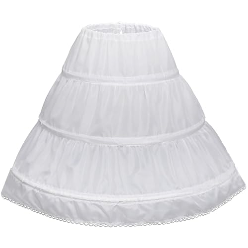 Reifrock Mädchen Petticoat Unterrock 3 Creolen Reifrock Kinder Blumenmädchen Krinoline Rock Weiß Reifrock Tüllrock Kinder Skort Kinder Mädchen von Generic