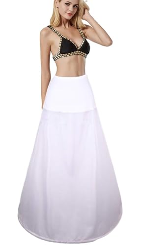 Reifrock Petticoat Unterrock Elastisch A-Linie 1 Ring Weiß Brautkleid Unterrock Brautkleid Reifrock A line Hochzeitskleid Krinoline Hoopless Schwarz Petticoat Wedding Dress Underskirt(Weiß,44) von Generic