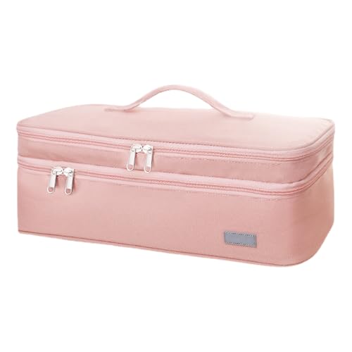 Reise-Haarkoffer, doppelschichtiges Reiseetui für Haarwerkzeuge | Aufbewahrung von Haarbürsten, tragbare Aufbewahrungstasche mit hitzebeständigem Kissen, groß von Generic