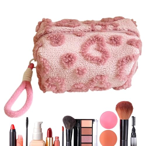 Reise Kosmetiktasche Kosmetiktasche Organizer Herz Design Plüsch Etui für Toiletten, Große Kapazität Kosmetiktasche für den täglichen Pendeln Wochenende von Generic