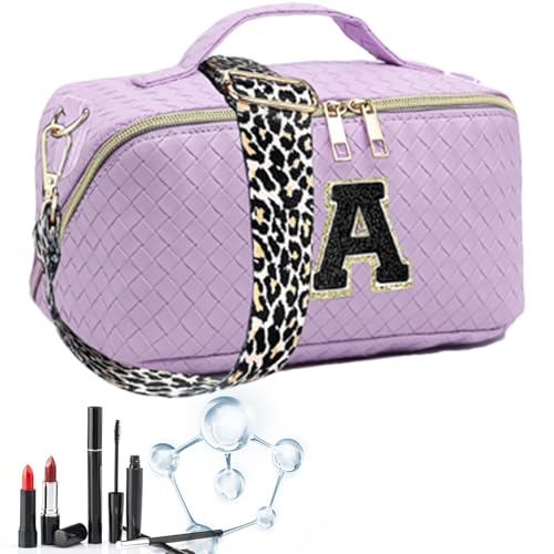 Reise-Kosmetiktaschen für Damen, Make-up-Tasche mit Anfangsbuchstaben | Tragbare Kosmetiktasche, Make-up-Tasche mit großem Fassungsvermögen - Gewebter Mehrzweck-Kulturbeutel für Geburtstage, Feiertage von Generic